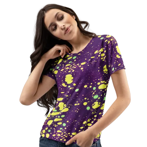Electric Splatter on a Women's Crew Neck T-Shirt
