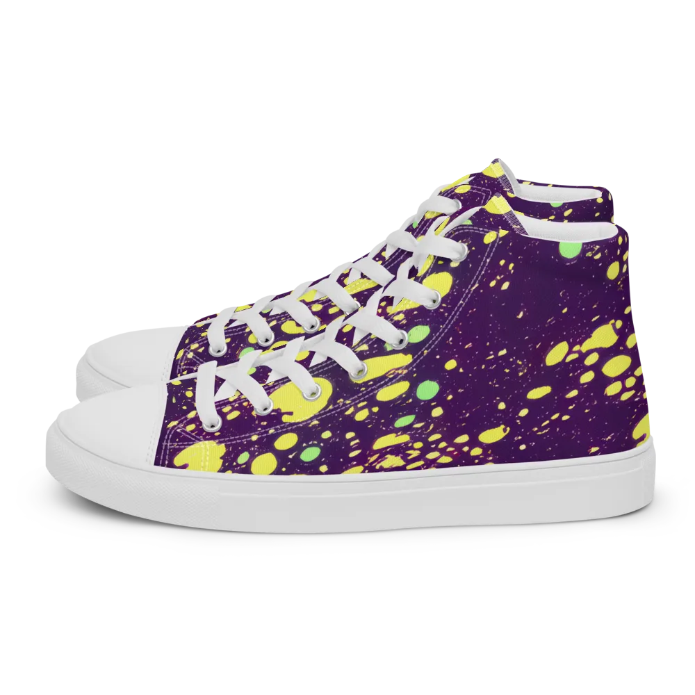 Electric Splatter on Women's High Top Canvas Shoes — Left