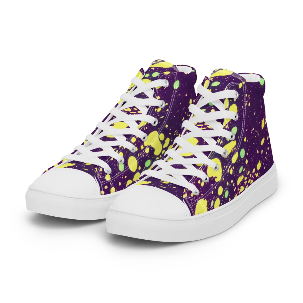 Electric Splatter on Women's High Top Canvas Shoes — Left Front