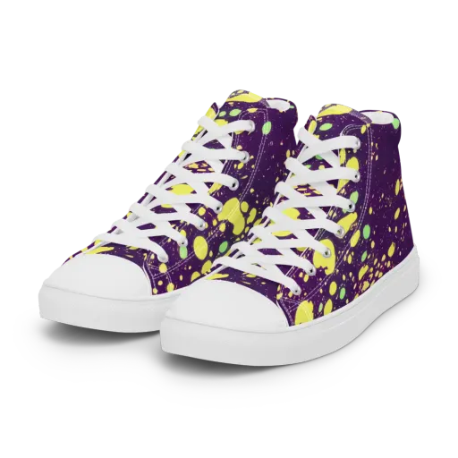 Electric Splatter on a Women's High Top Canvas Shoes