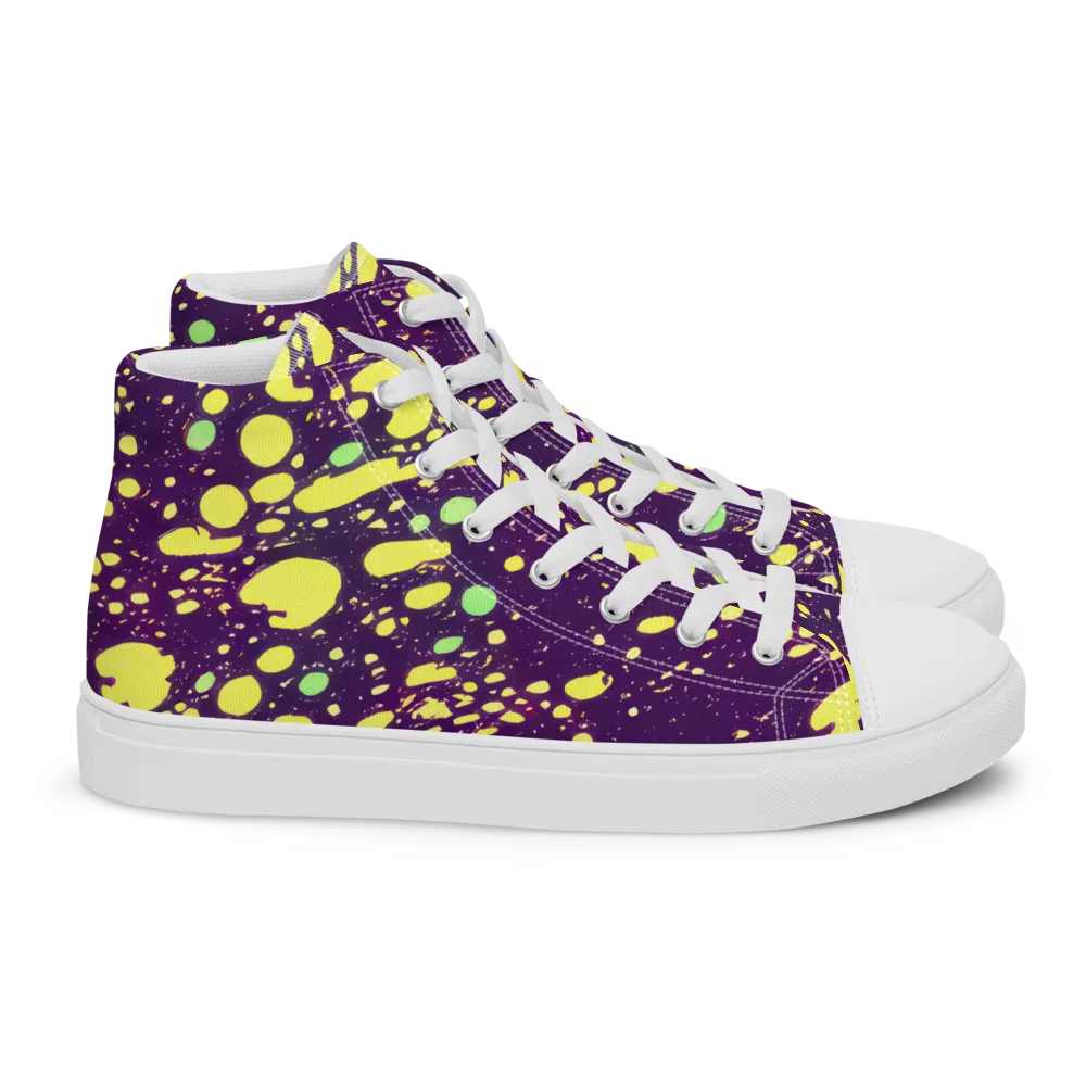 Electric Splatter on Women's High Top Canvas Shoes — Right