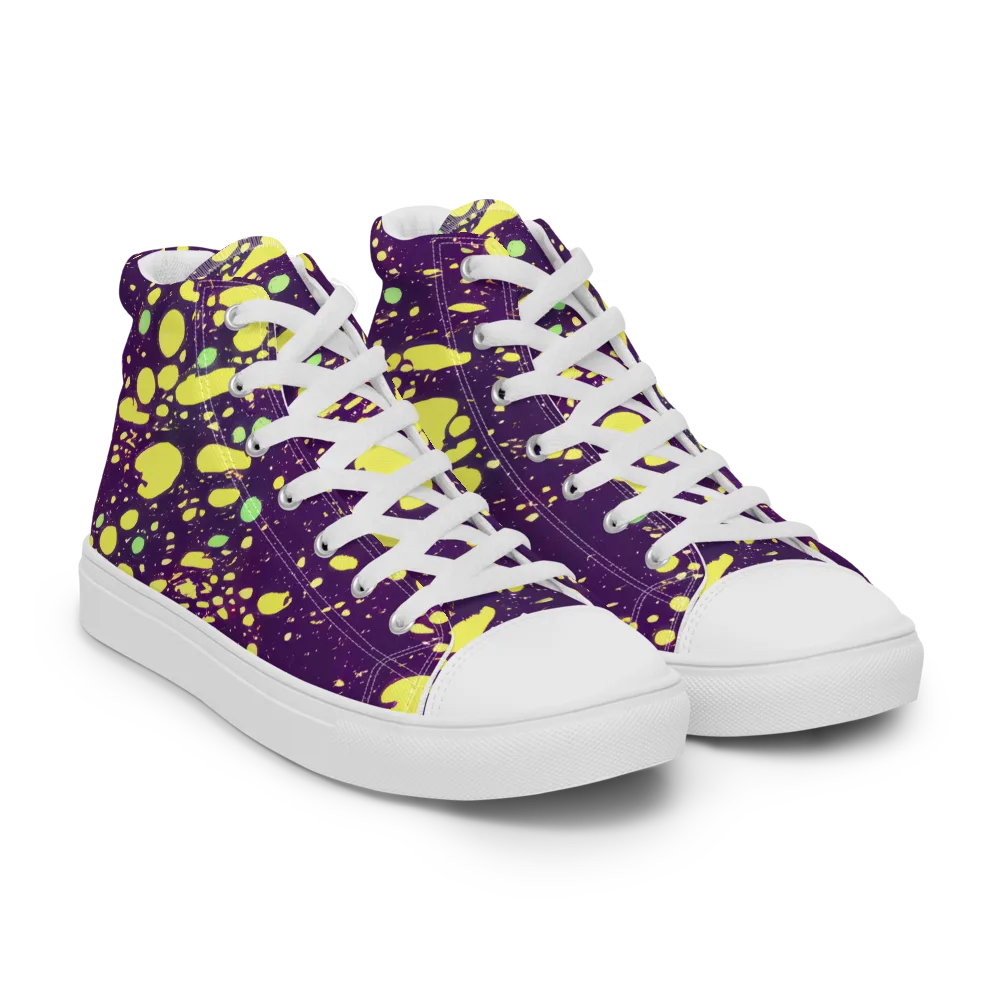 Electric Splatter on Women's High Top Canvas Shoes — Right Front