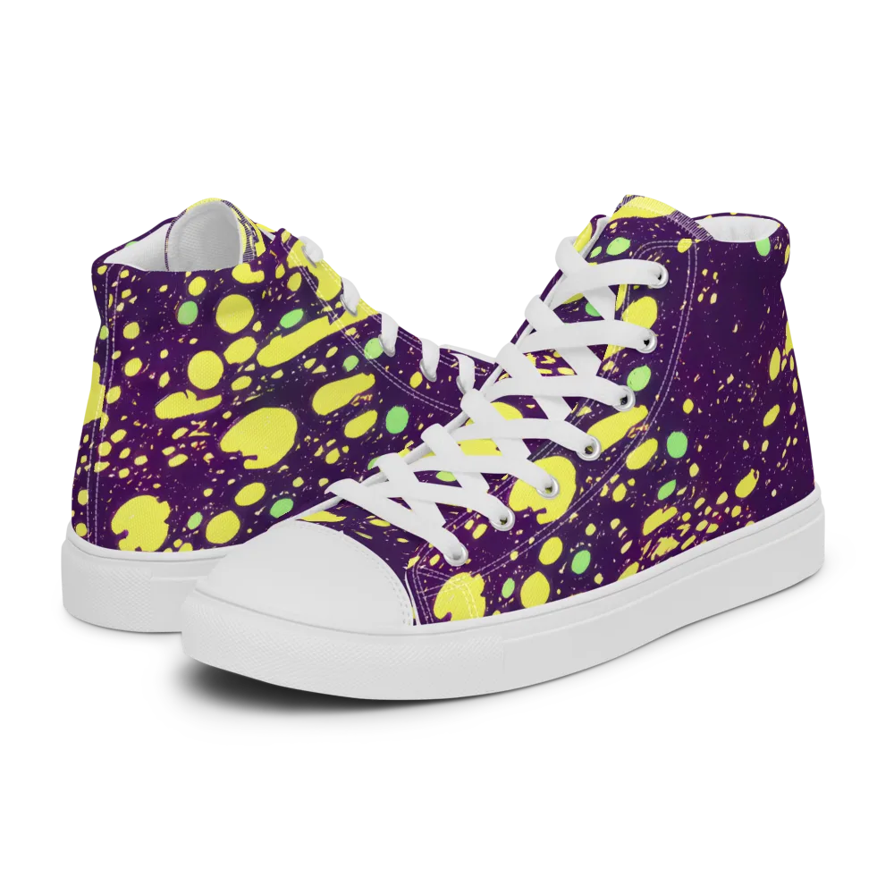 Electric Splatter on Women's High Top Canvas Shoes — Left