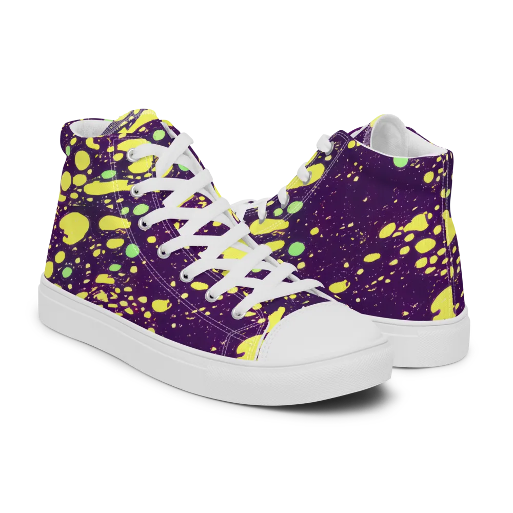 Electric Splatter on Women's High Top Canvas Shoes — Right