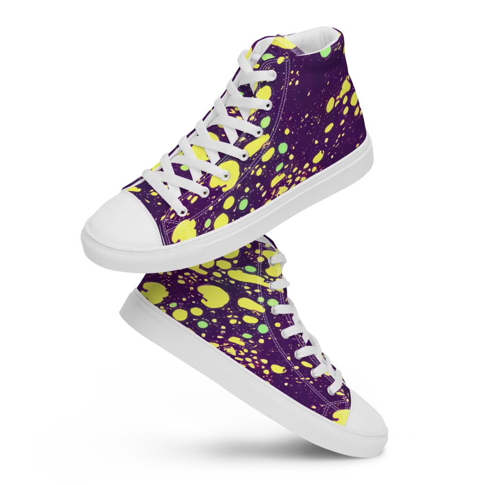 Electric Splatter on Women's High Top Canvas Shoes — Front