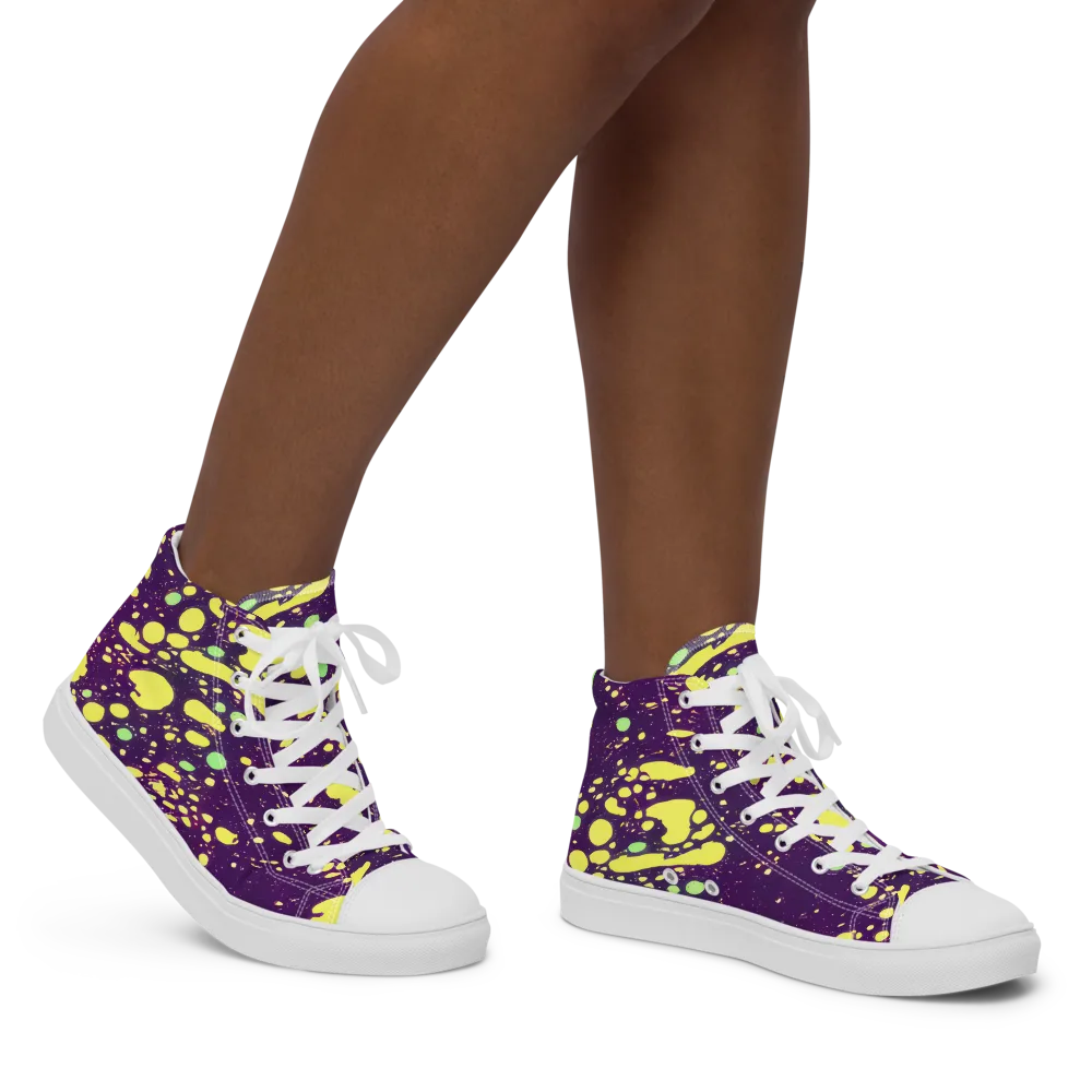 Electric Splatter on Women's High Top Canvas Shoes — Right
