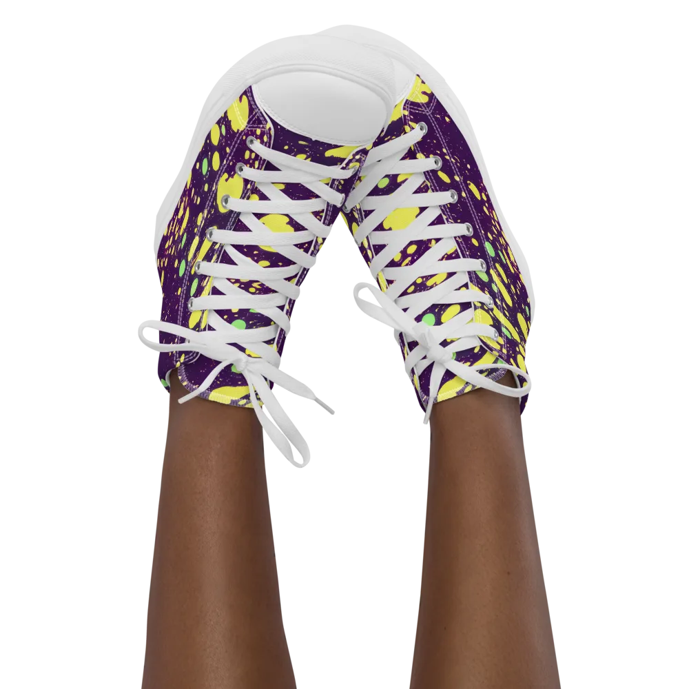 Electric Splatter on Women's High Top Canvas Shoes — Front