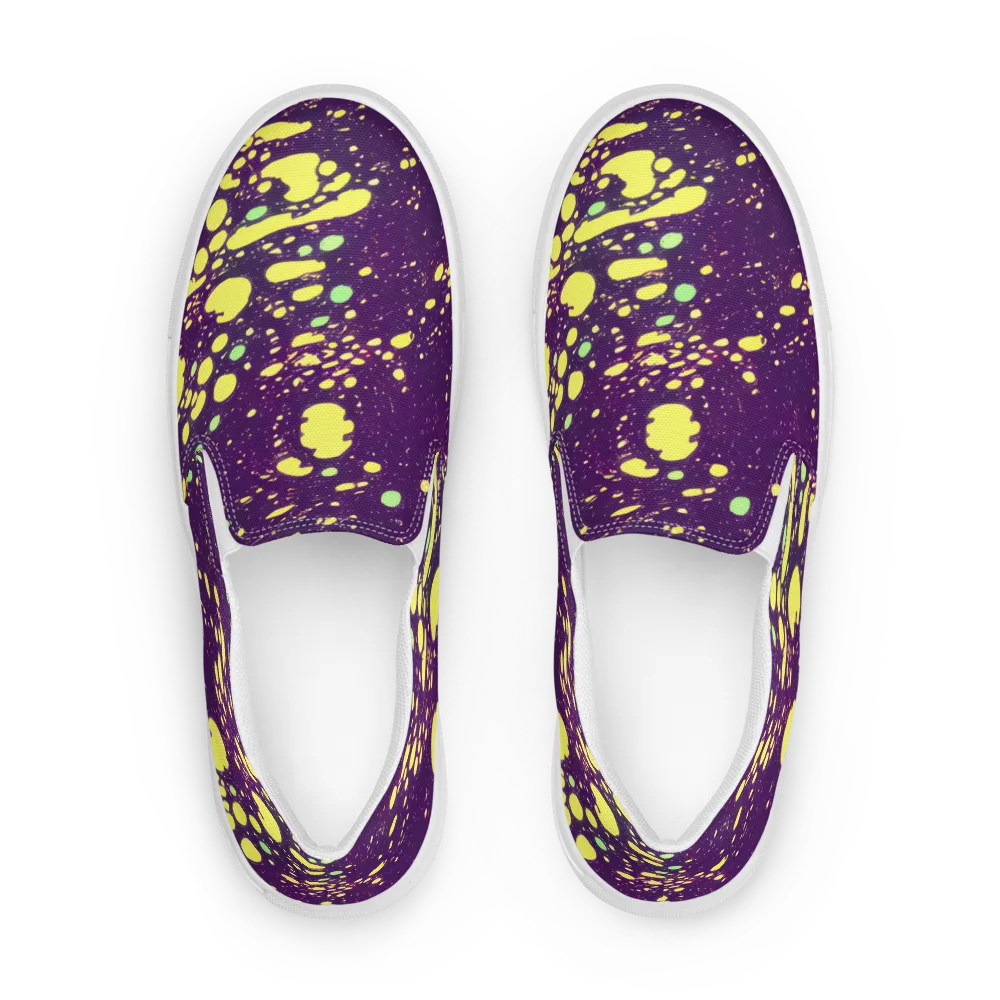 Electric Splatter on Men's Slip-On Canvas Shoes — Front