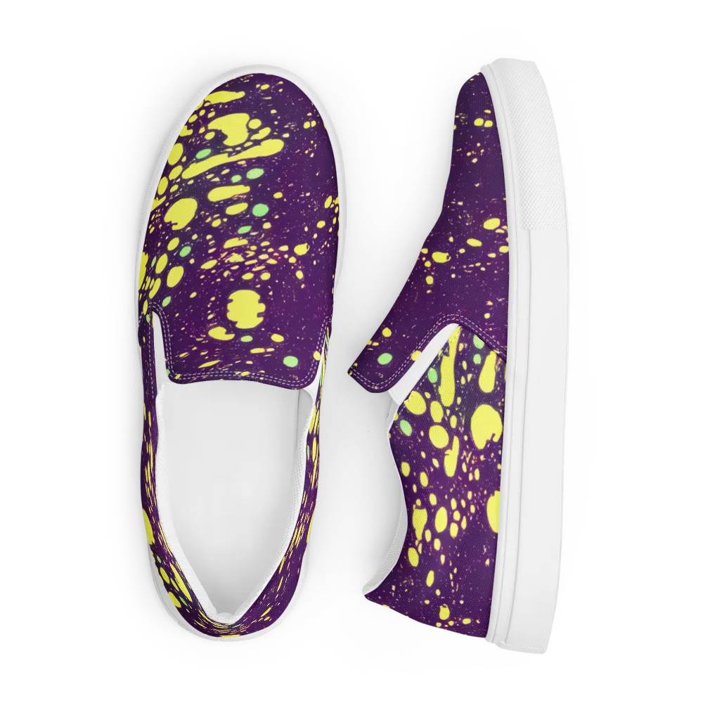 Electric Splatter on Men's Slip-On Canvas Shoes — Front