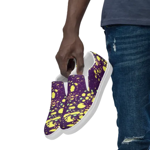 Electric Splatter on a Men's Slip-On Canvas Shoes