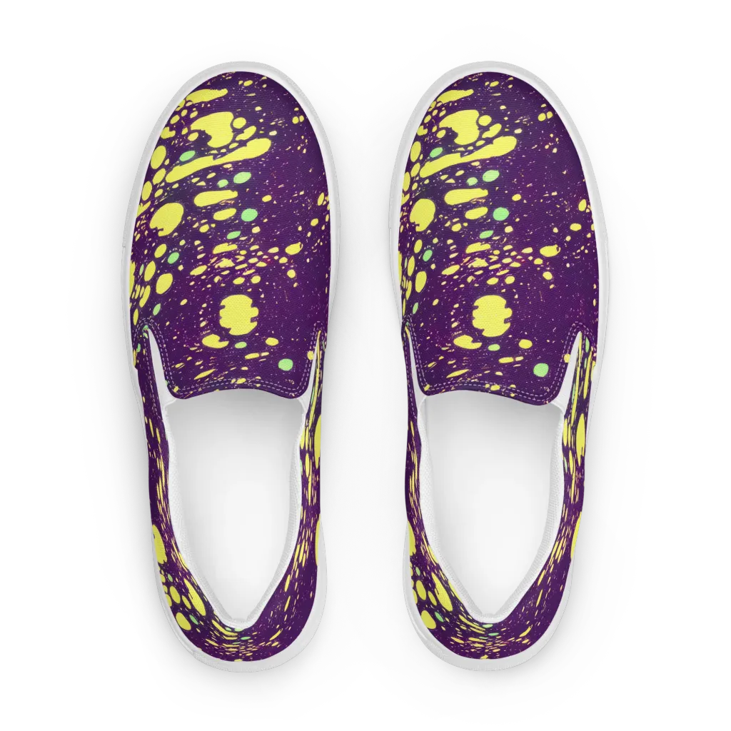 Electric Splatter on Women's Slip-On Canvas Shoes — Front
