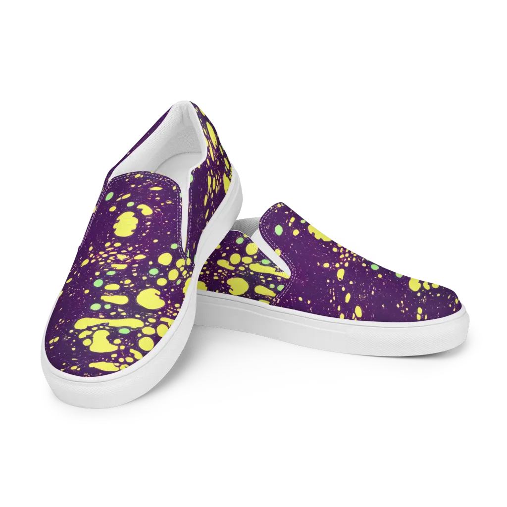 Electric Splatter on Women's Slip-On Canvas Shoes — Left Front