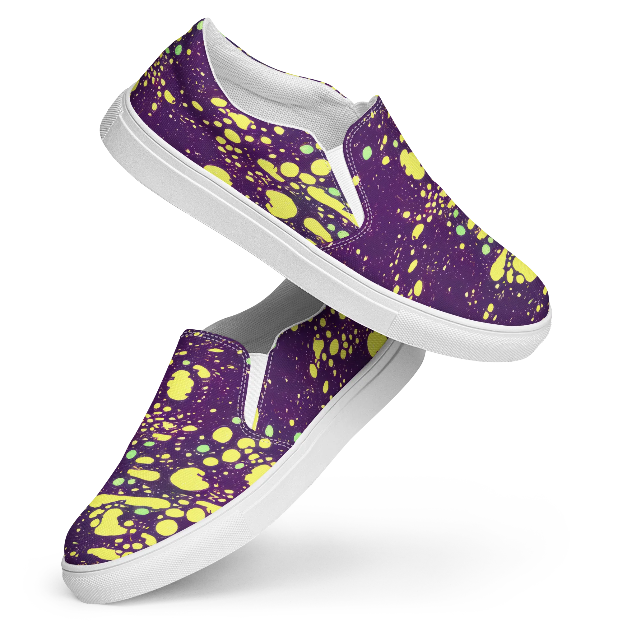 Electric Splatter on Women's Slip-On Canvas Shoes — Front