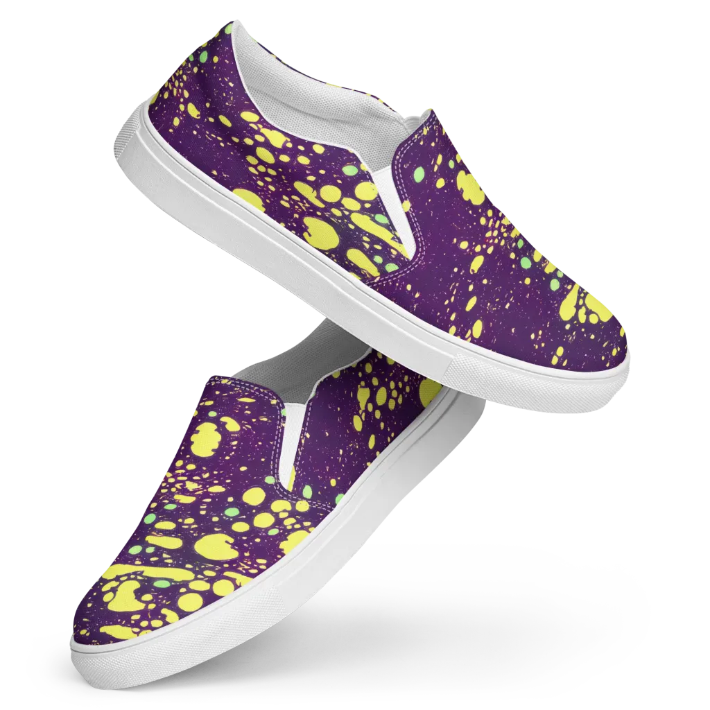 Electric Splatter on Women's Slip-On Canvas Shoes — Front