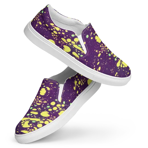 Electric Splatter on a Women's Slip-On Canvas Shoes