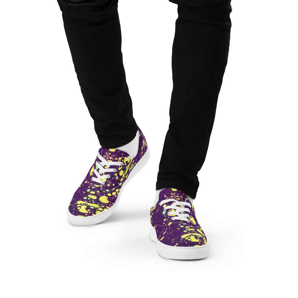 Electric Splatter on Men's Lace-Up Canvas Shoes — Front