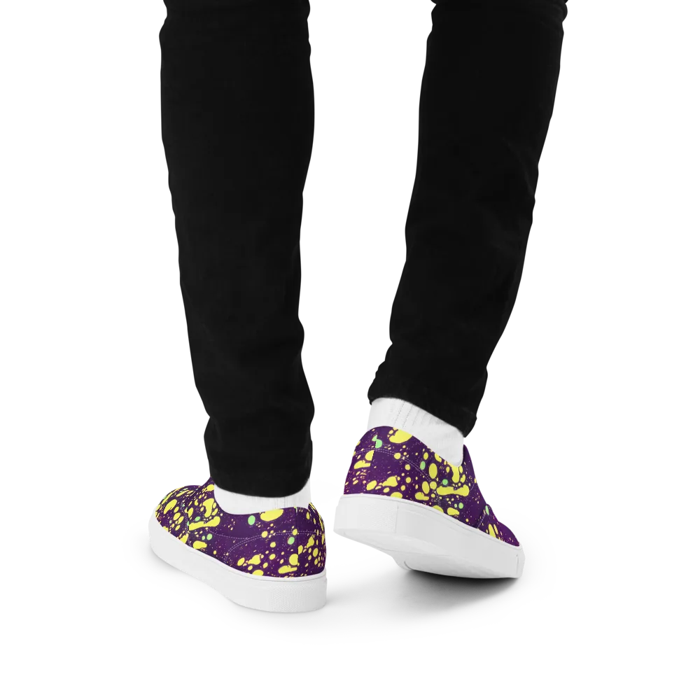 Electric Splatter on Men's Lace-Up Canvas Shoes — Back