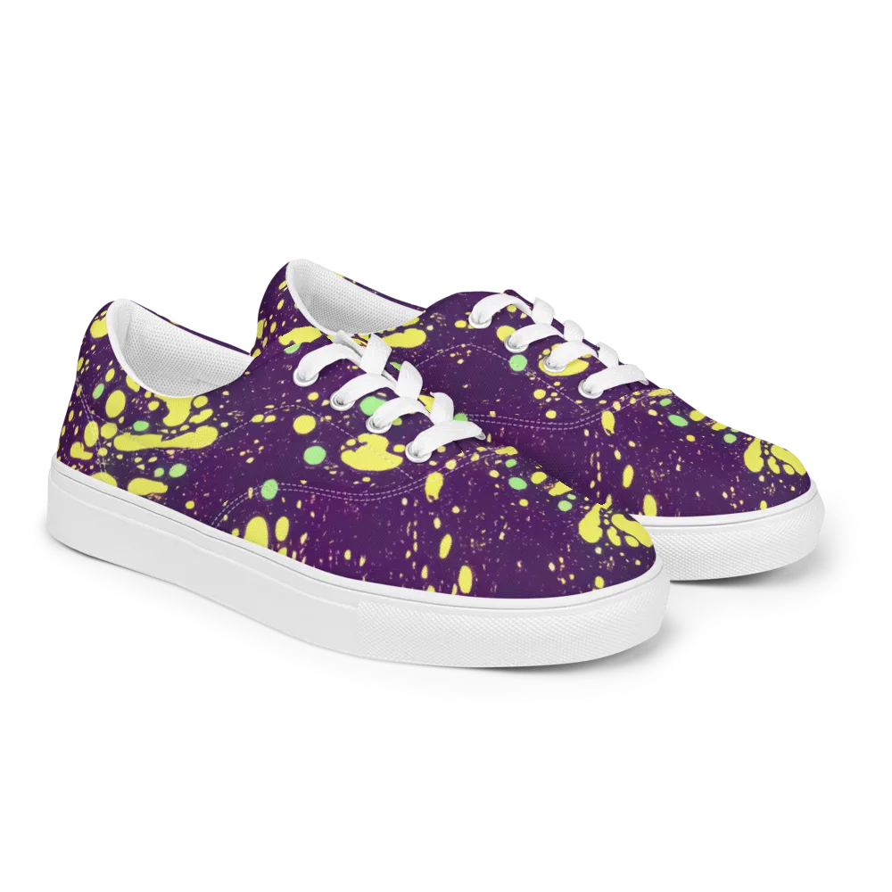 Electric Splatter on Men's Lace-Up Canvas Shoes — Right Front