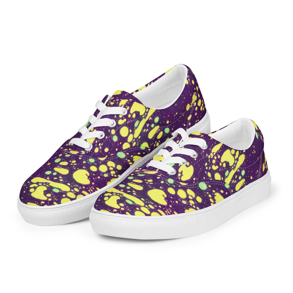 Electric Splatter on Men's Lace-Up Canvas Shoes — Left Front