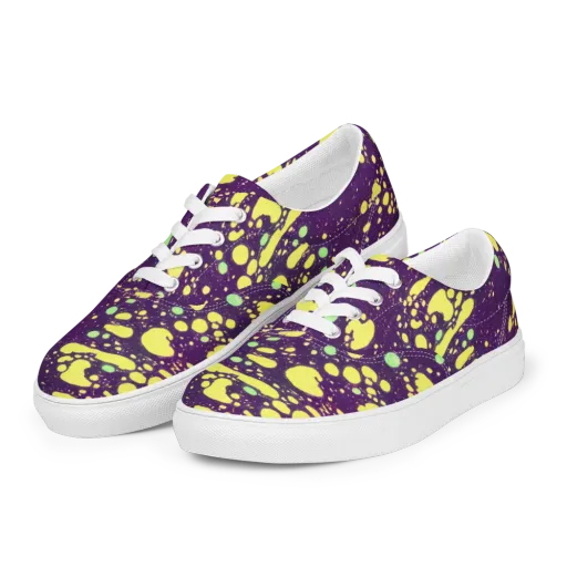 Electric Splatter on a Men's Lace-Up Canvas Shoes