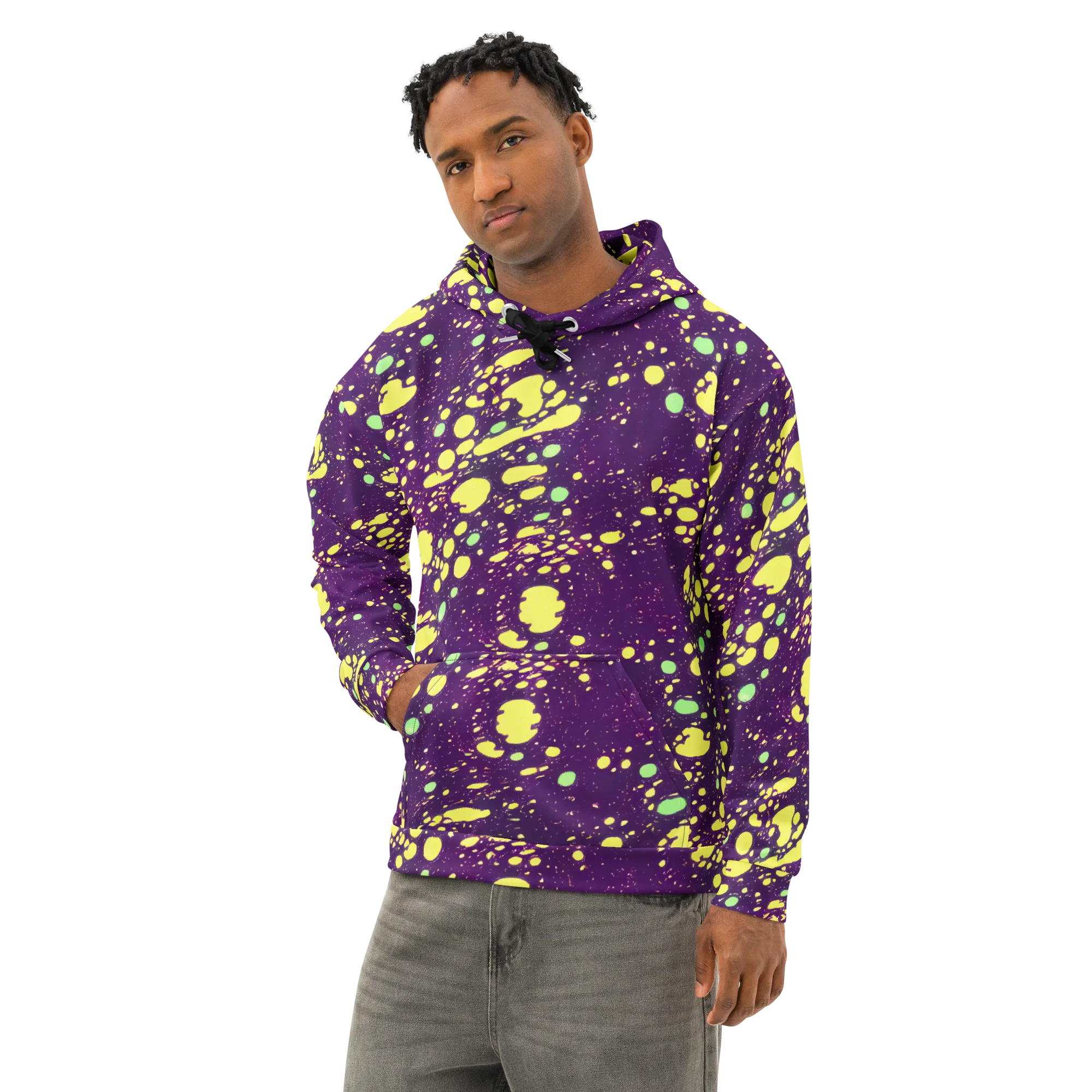 Electric Splatter on Cotton Hoodie — Left Front