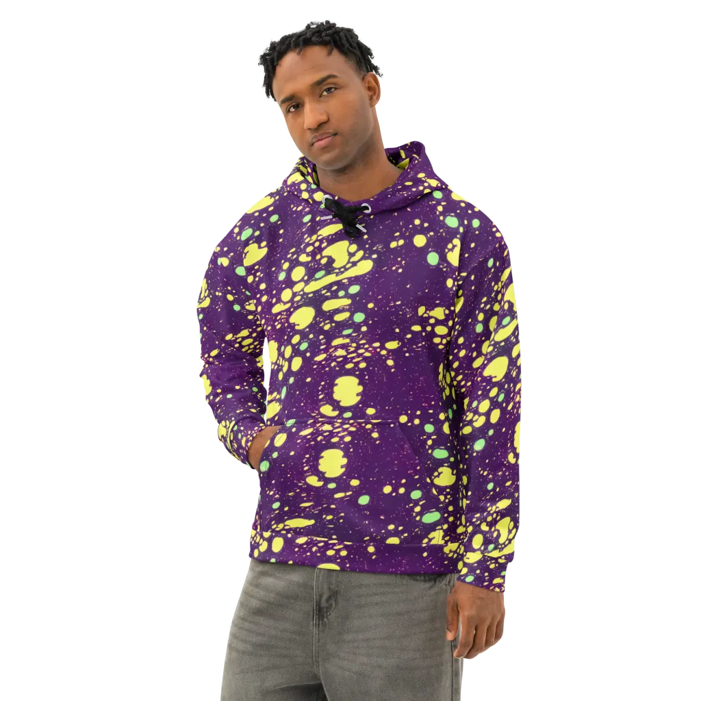 Electric Splatter on Cotton Hoodie — Left Front