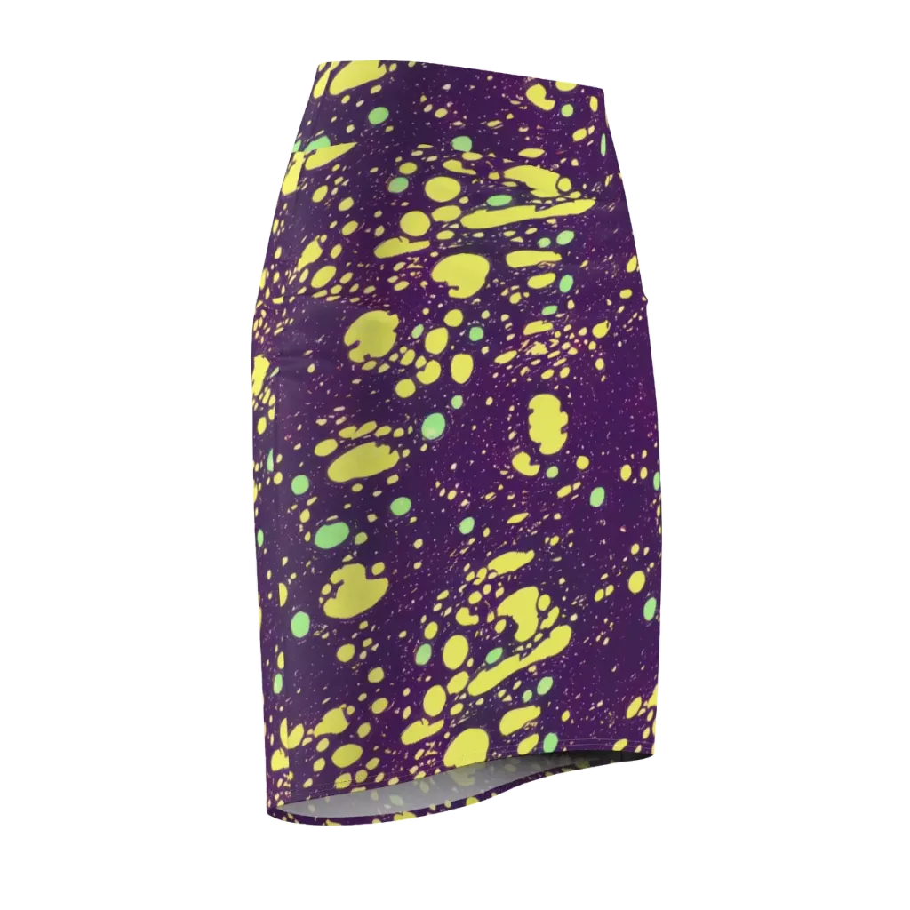 Electric Splatter on Pencil Skirt — Front Side