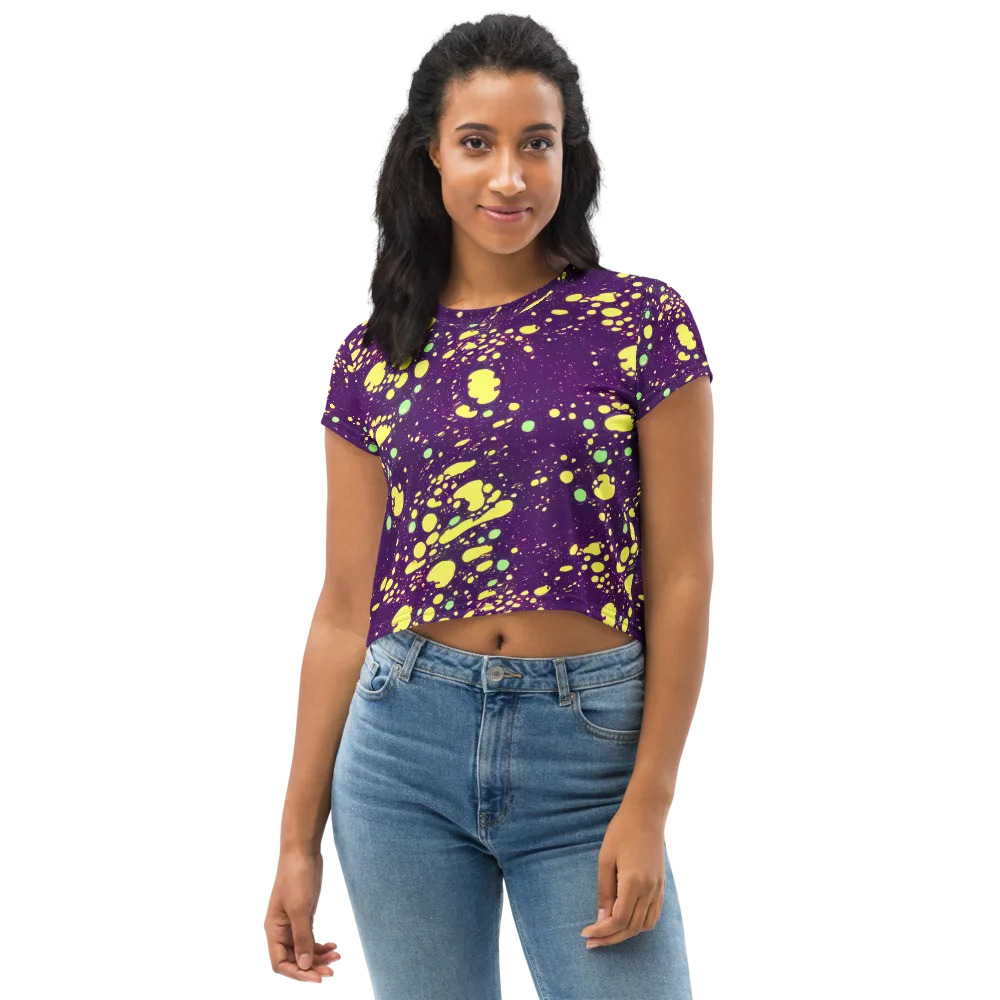 Electric Splatter on Crop Tee — Front