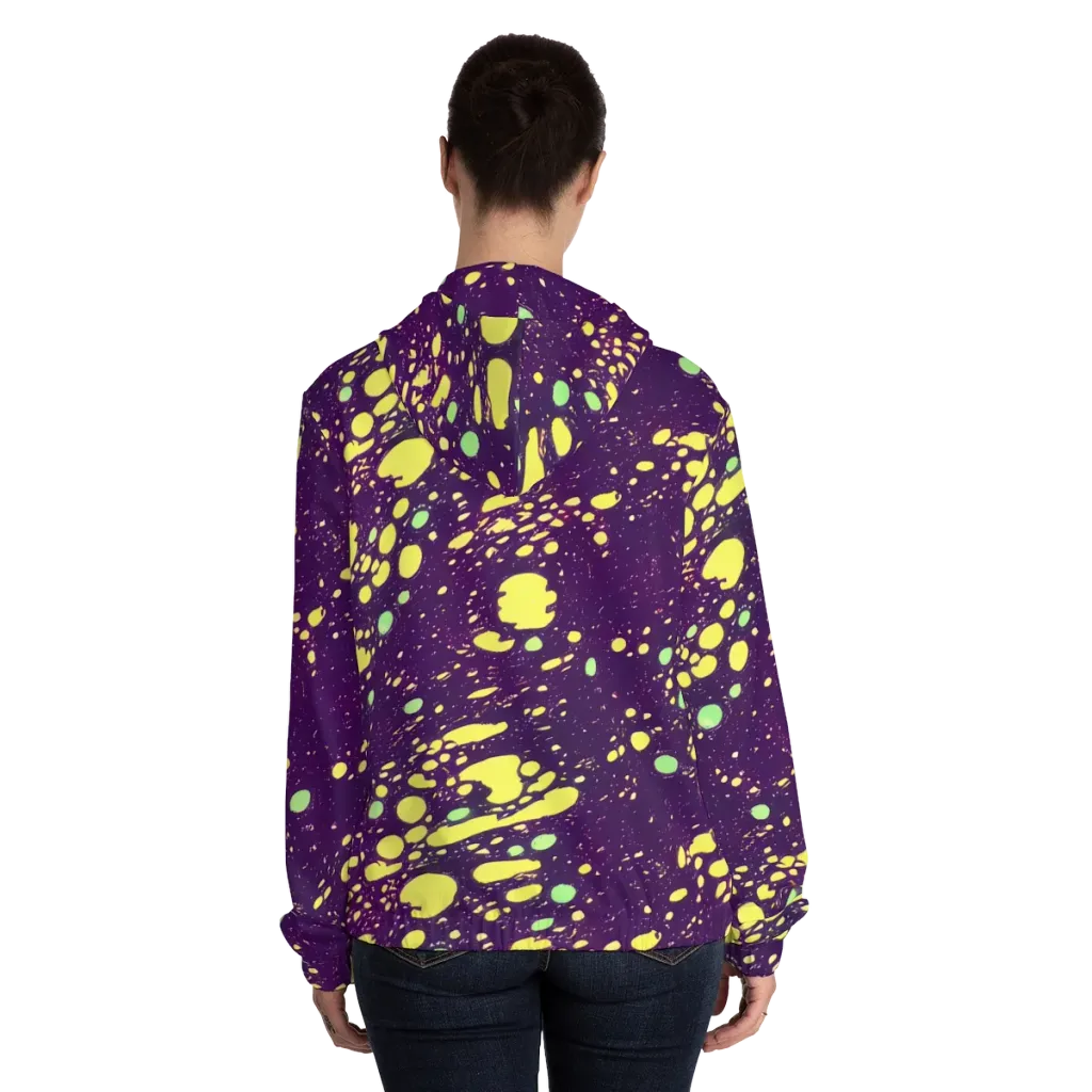 Electric Splatter on Women's Full-Zip Hoodie — Back On Person