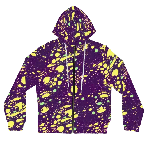 Electric Splatter on a Women's Full-Zip Hoodie