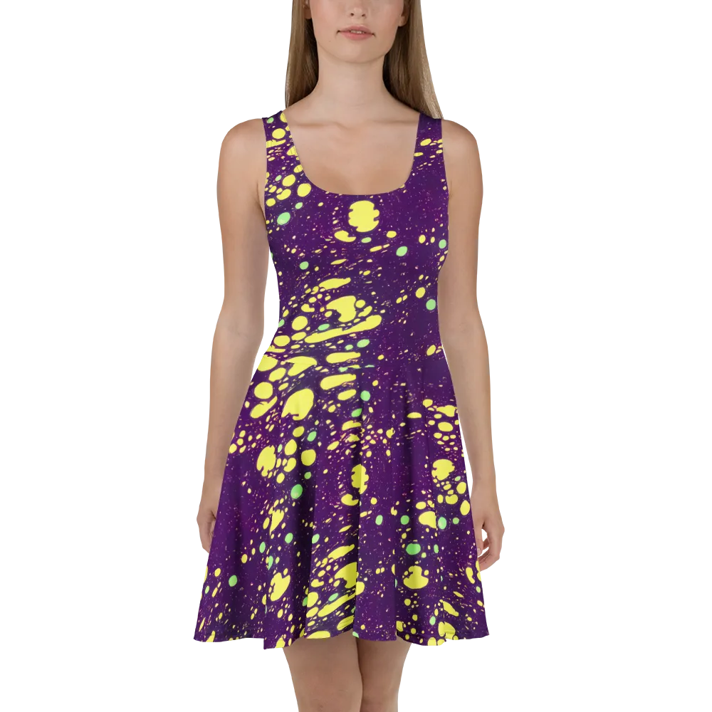 Electric Splatter on Skater Dress — Front