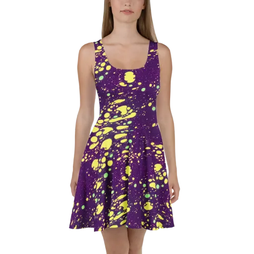 Electric Splatter on a Skater Dress