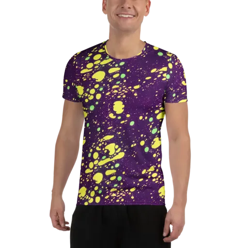 Electric Splatter on a Men's Athletic T-Shirt