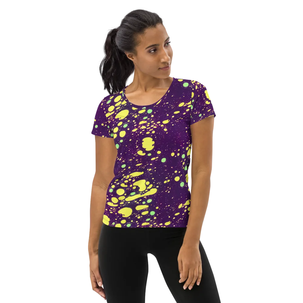Electric Splatter on Women's Athletic T-Shirt — Front