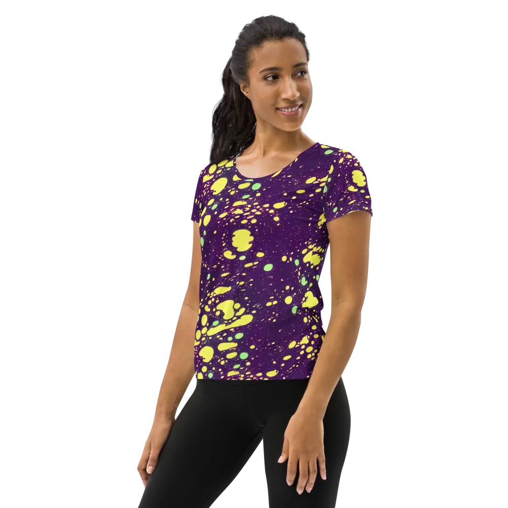 Electric Splatter on Women's Athletic T-Shirt — Left
