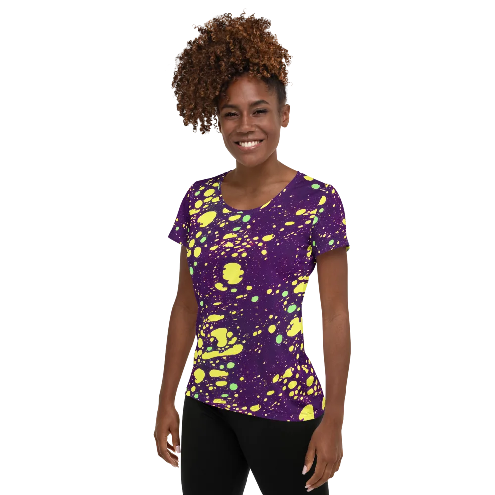 Electric Splatter on Women's Athletic T-Shirt — Left