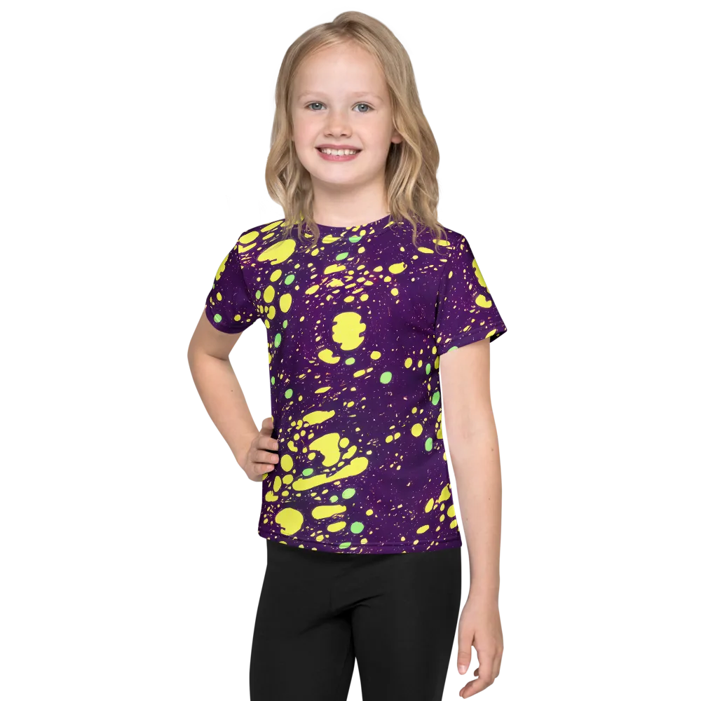 Electric Splatter on Kids Crew Neck T-Shirt — Front