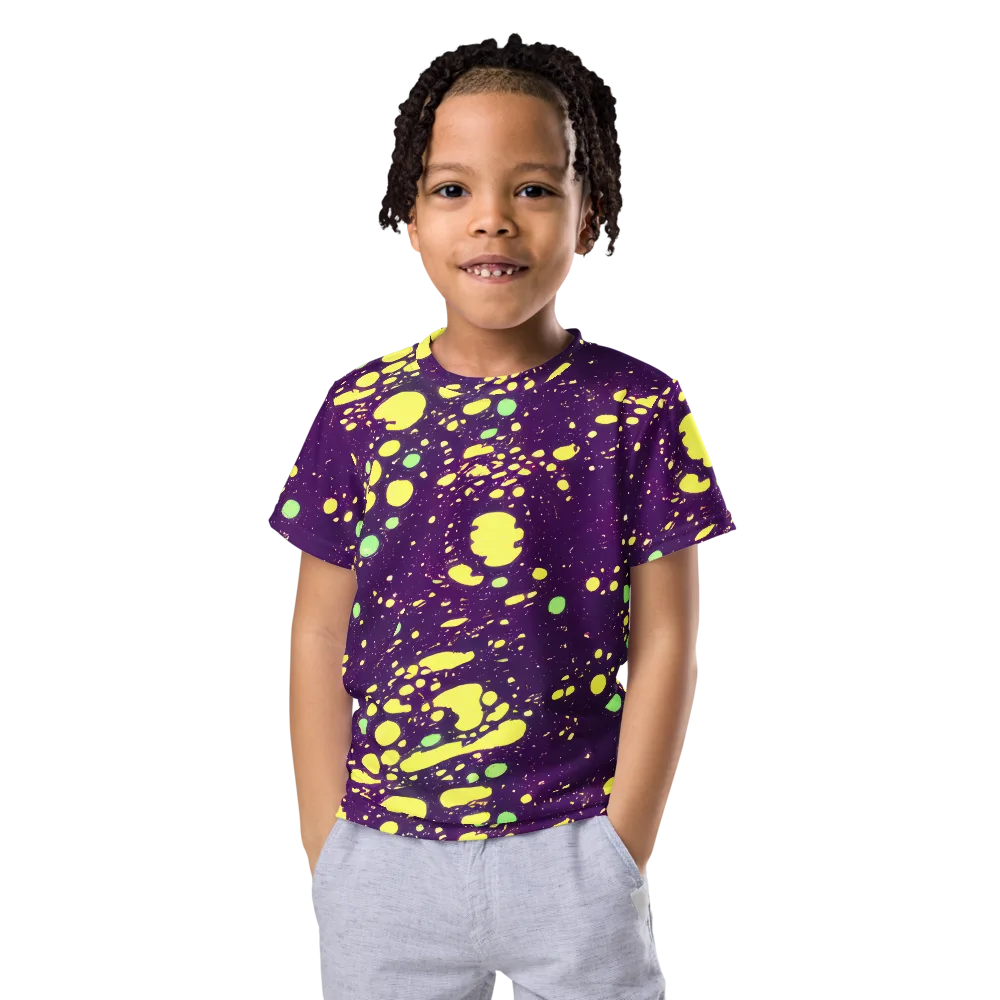 Electric Splatter on Kids Crew Neck T-Shirt — Front
