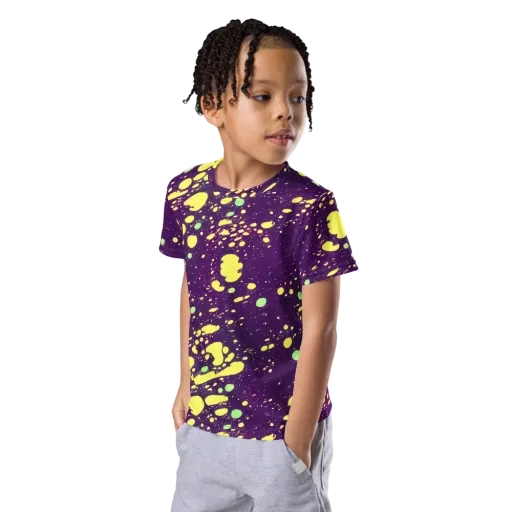 Electric Splatter on a Kids Crew Neck T-Shirt
