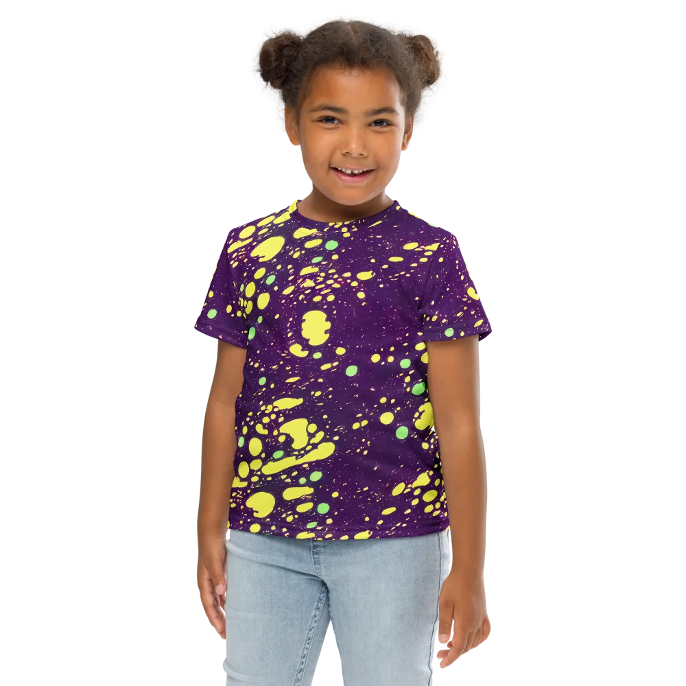 Electric Splatter on Kids Crew Neck T-Shirt — Front