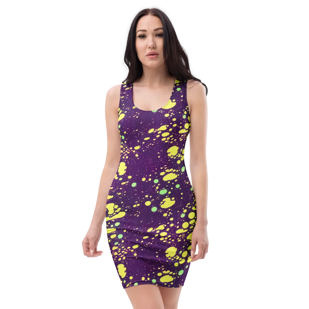 Electric Splatter on Bodycon Dress — Front