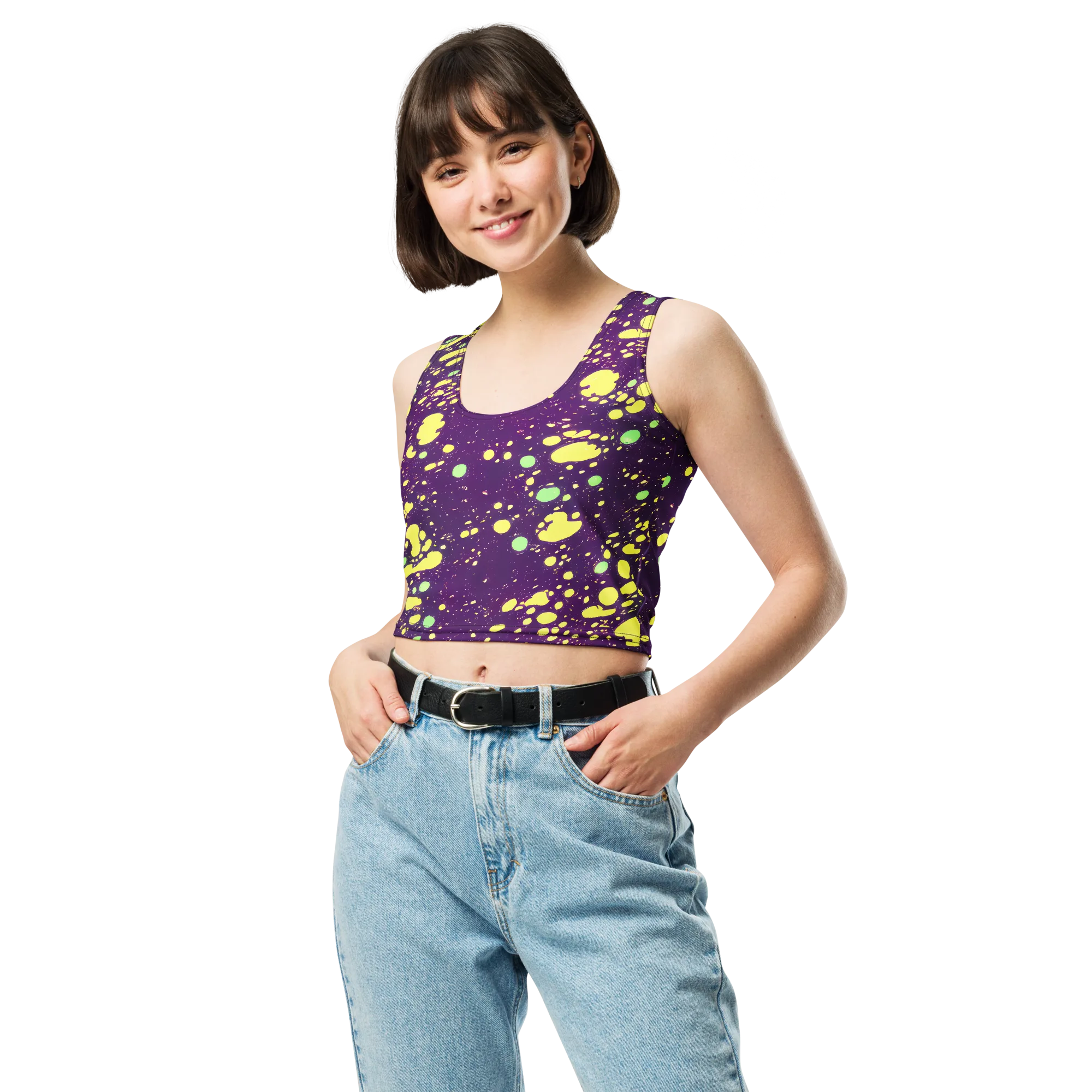 Electric Splatter on Crop Top — Front