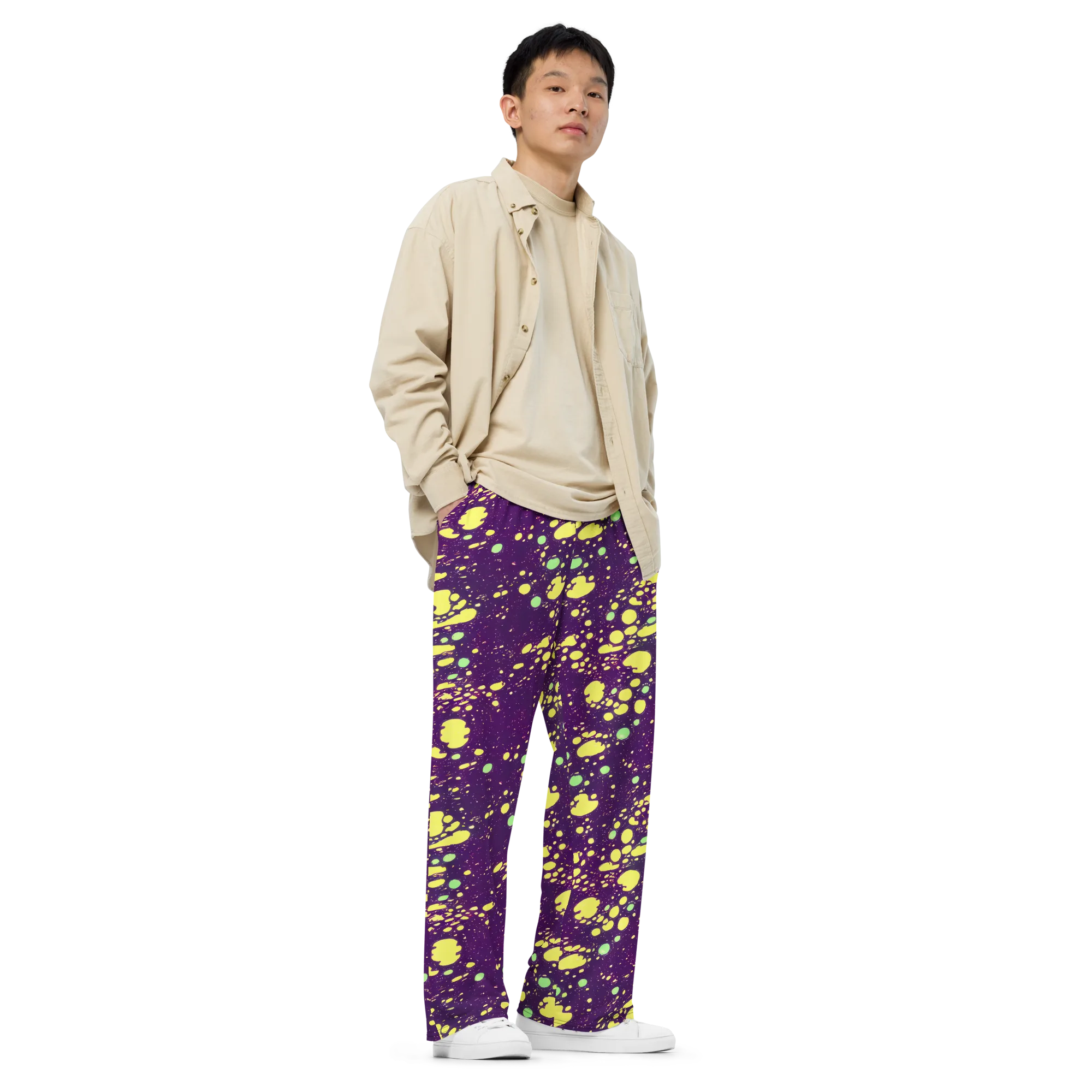 Electric Splatter on Wide-Leg Pants — Right Front
