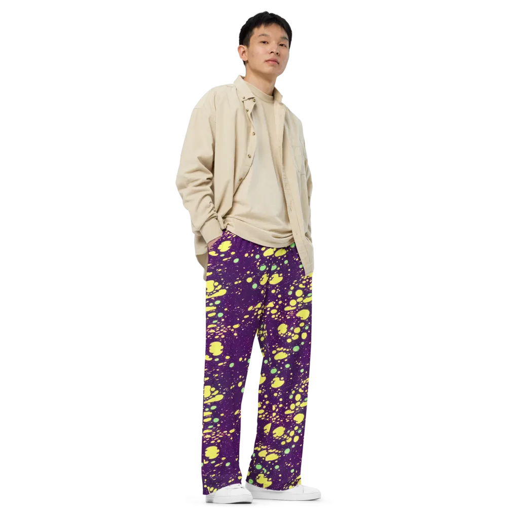 Electric Splatter on Wide-Leg Pants — Right Front