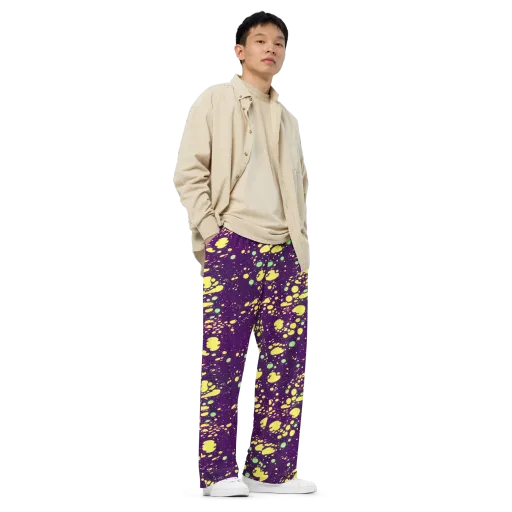 Electric Splatter on a Wide-Leg Pants