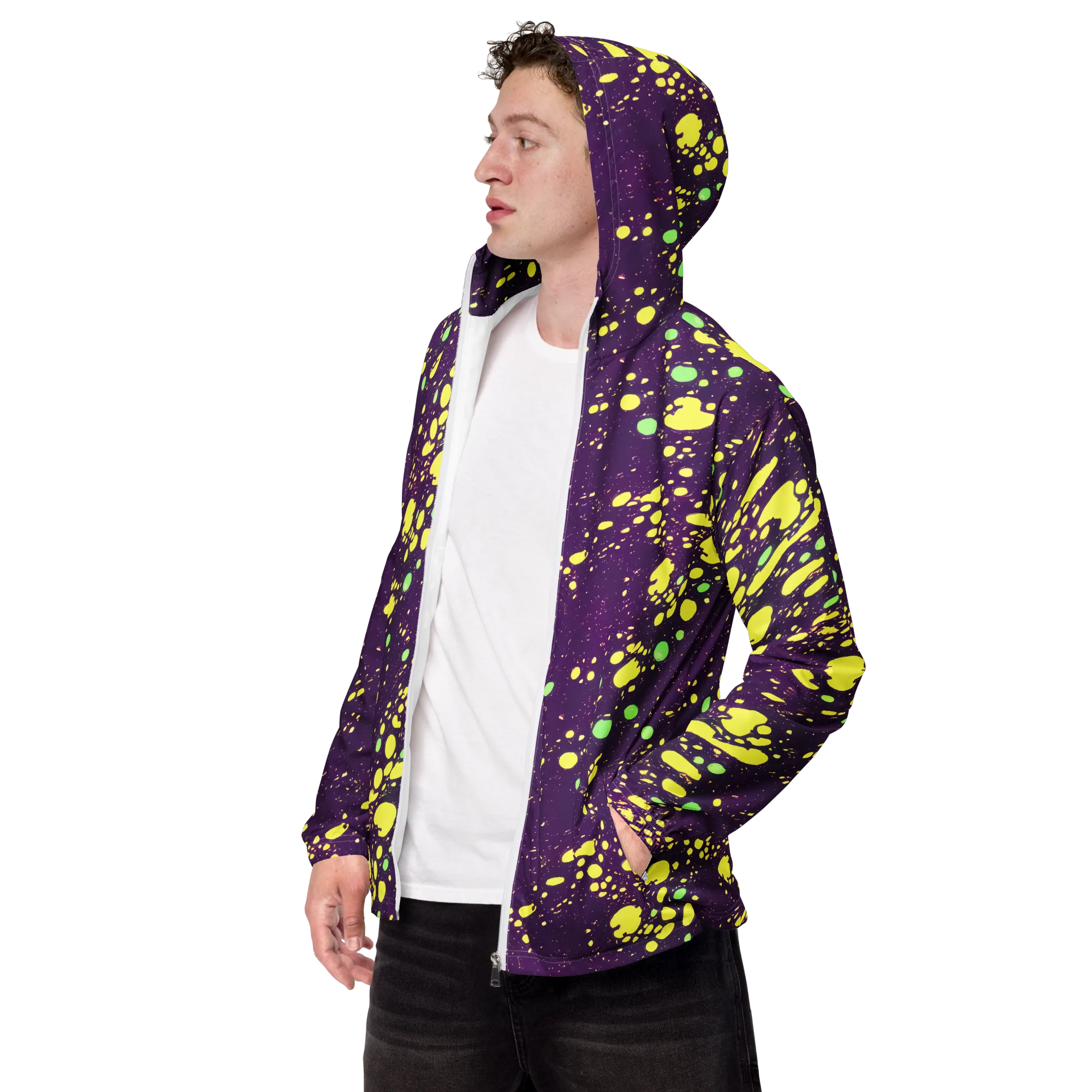 Electric Splatter on Men's Windbreaker — Left Front