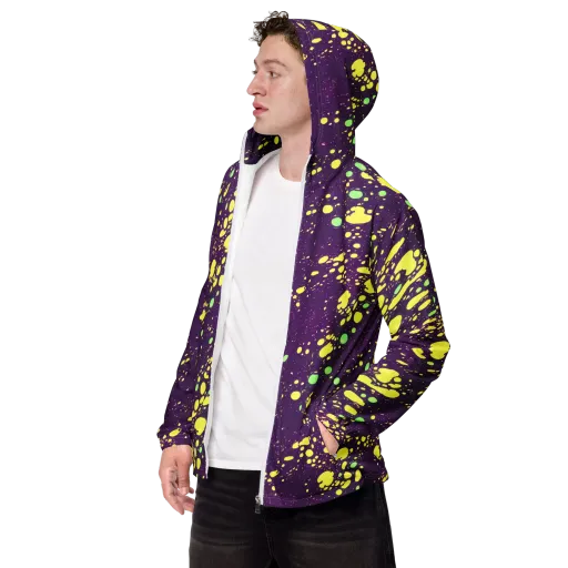 Electric Splatter on a Men's Windbreaker