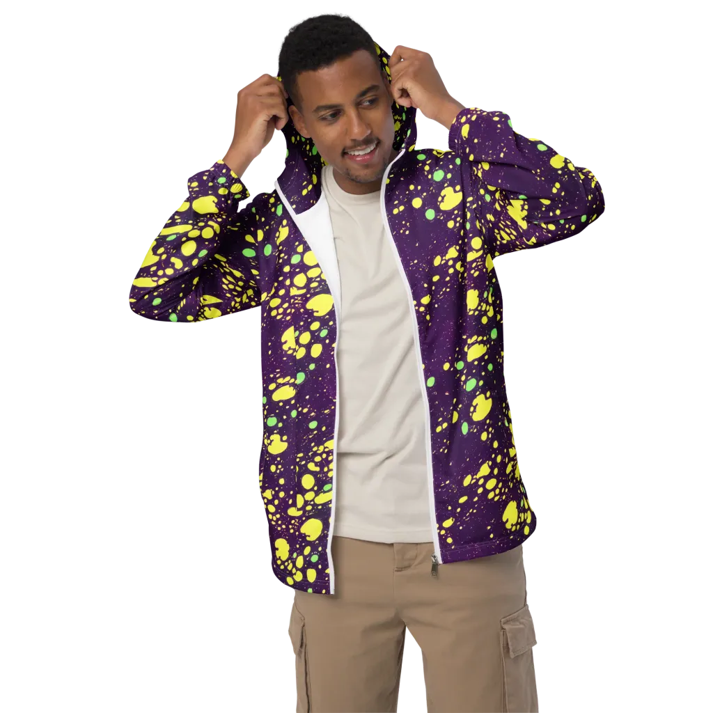 Electric Splatter on Men's Windbreaker — Front