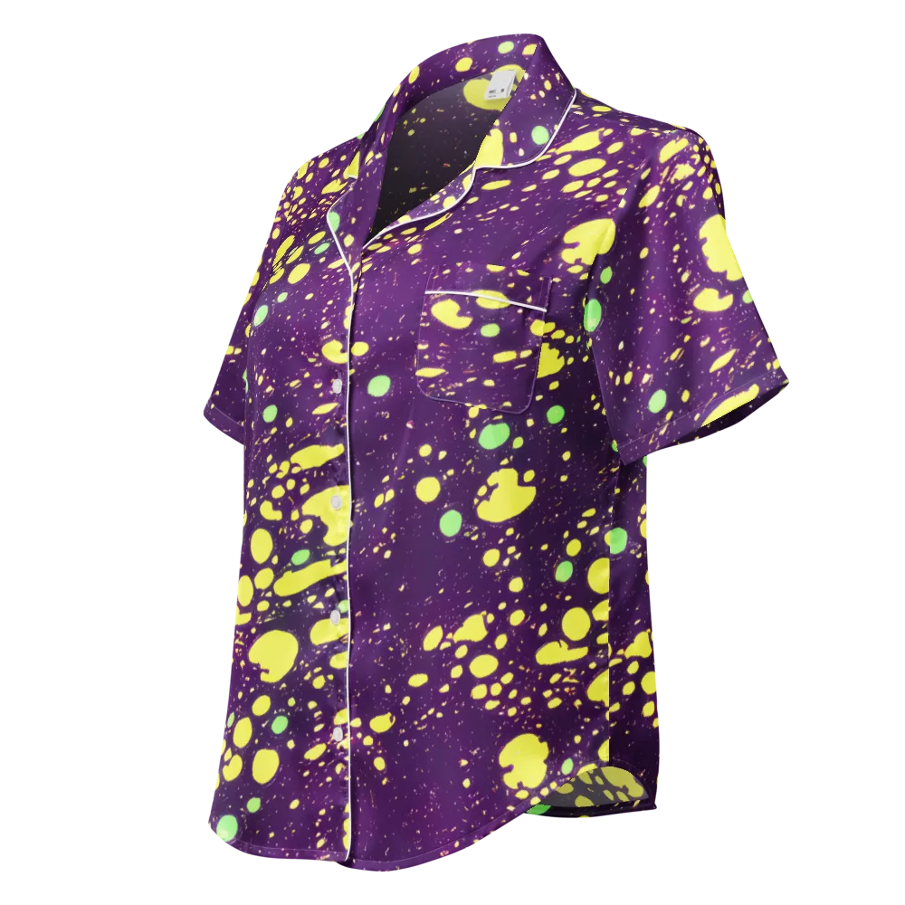 Electric Splatter on Women's Short Sleeve Pajama Top — Left Front