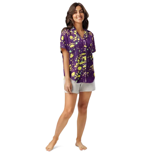 Electric Splatter on a Women's Short Sleeve Pajama Top